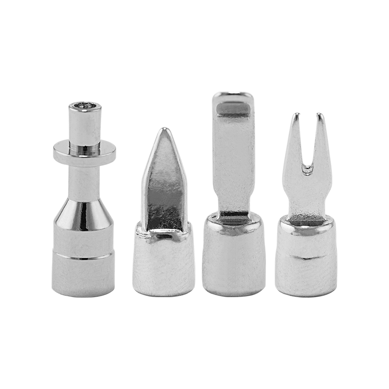 A close-up, angled view of the metallic Dr. Dabber Budder Cutter tools arranged against a plain white background.