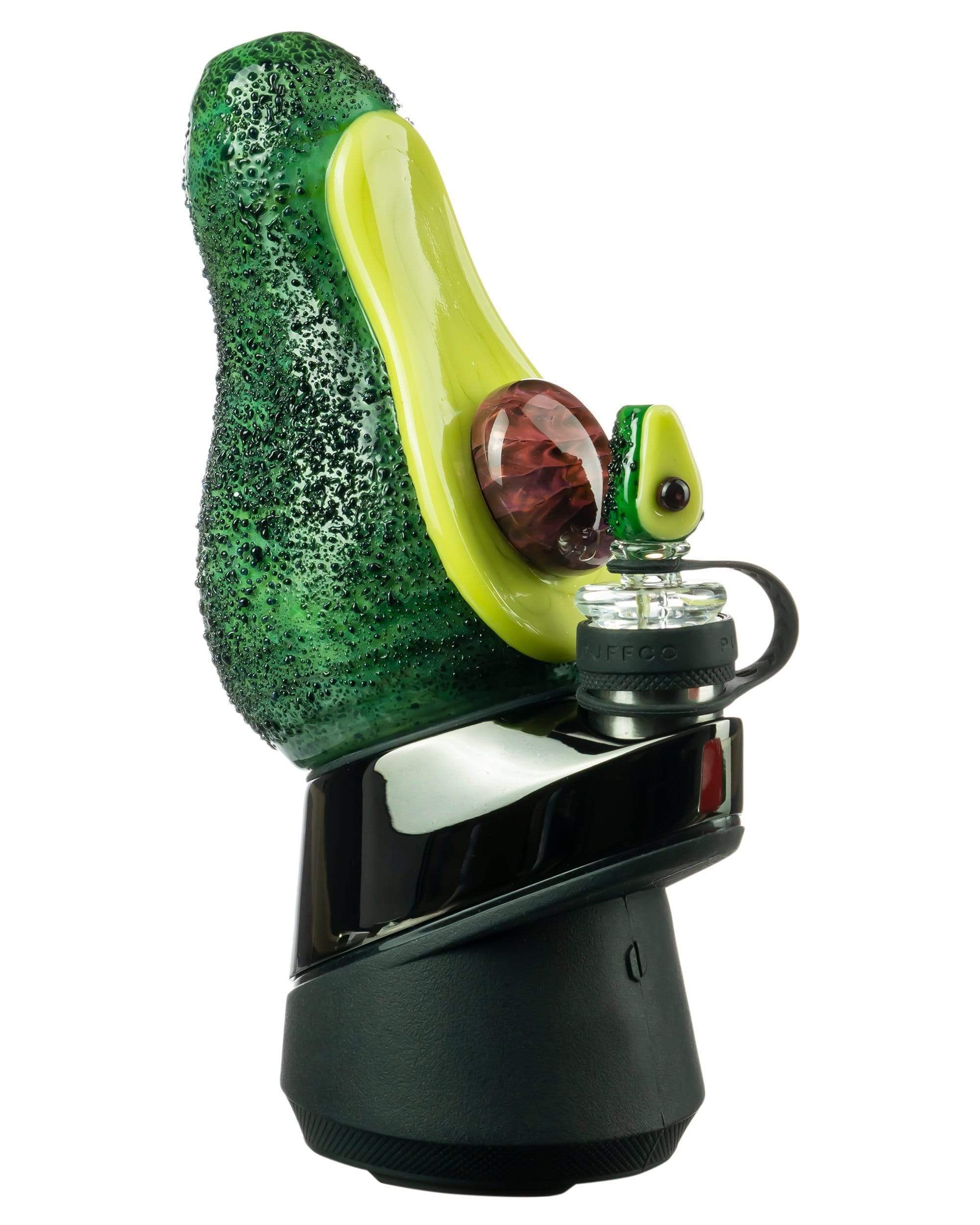 The Empire Glassworks Avocadope Carb Cap for Puffco Peak is shown in a close-up, angled view against a neutral background.