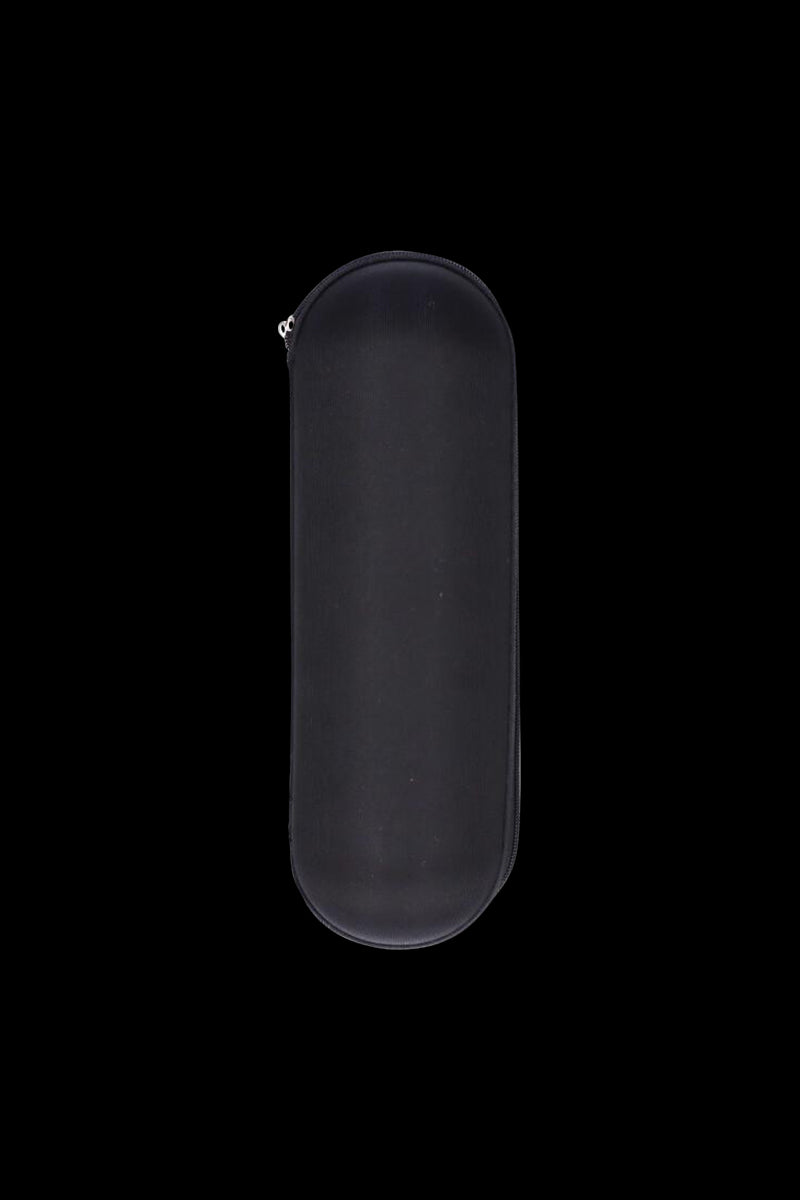 Top-down view of the Padded Hard Shell Case - Large centered on a black background, showing its elongated rounded form and zipper pull.