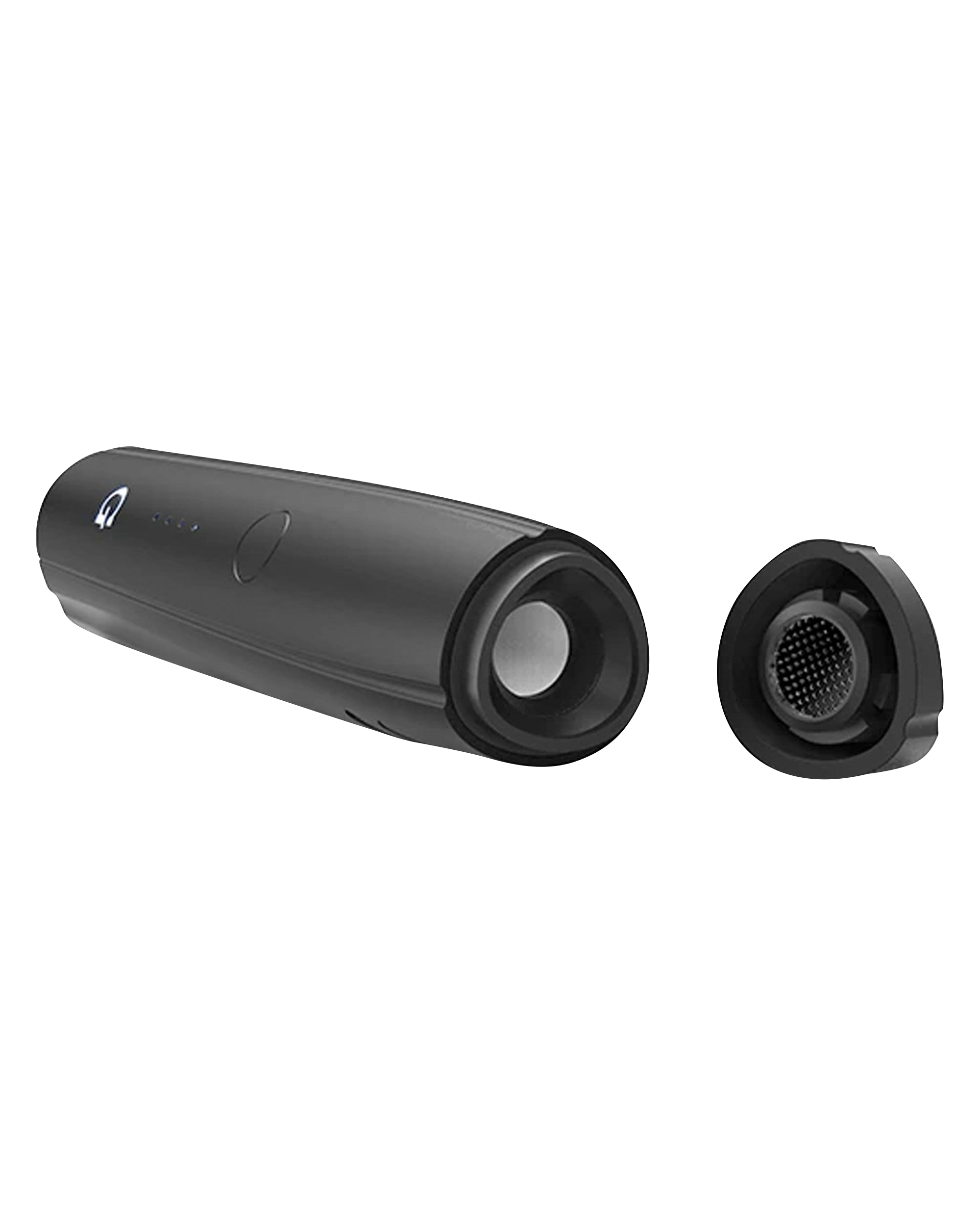 A side view of the Pro Vaporizer, showing a dark, cylindrical shape alongside its circular opening and top cap.