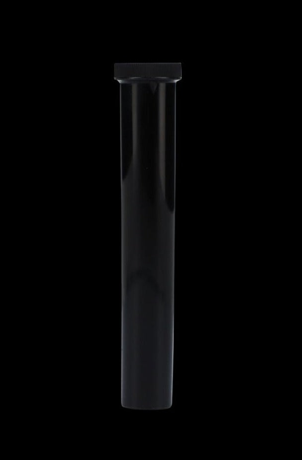 A straight-on view of the black CR Pop Top Joint Holder/Tube, showcasing its cylindrical shape and smooth finish.