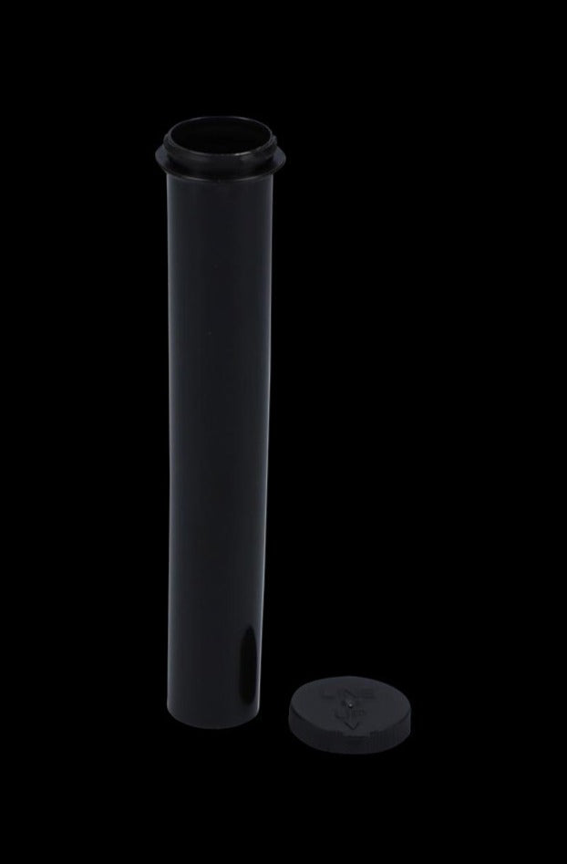 A straight-on view of the closed, black CR Pop Top Joint Holder/Tube, appearing empty and cylindrical against a plain white background.