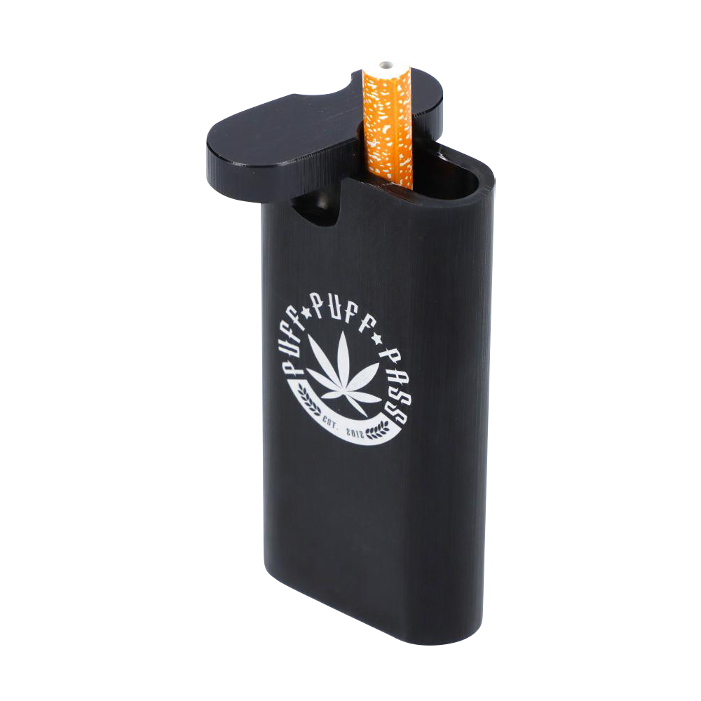 A close-up of the Aluminum Dugout - Large, showing its metallic finish and open lid with a visible interior compartment.