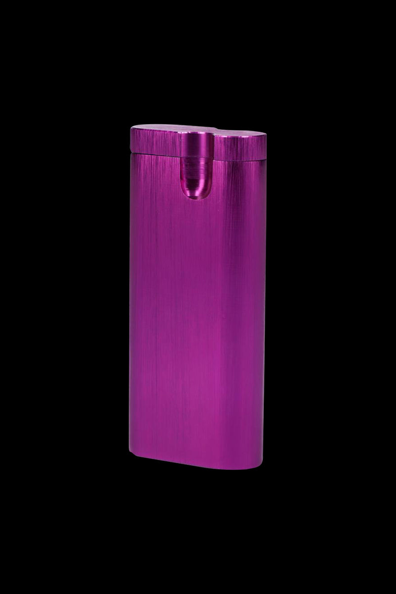 Front view of the Aluminum Dugout - Large, showcasing its sleek, metallic purple finish and minimalist design.