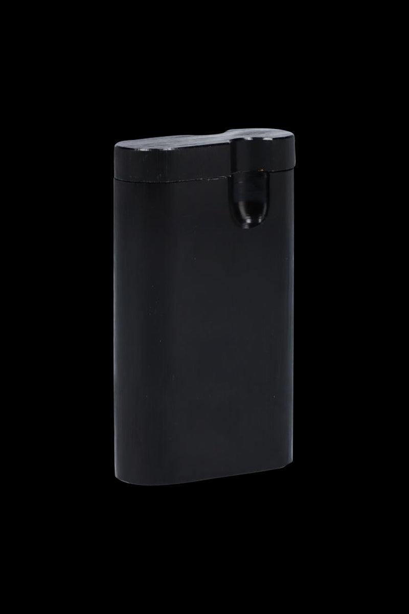 A straightforward studio shot of the Aluminum Dugout, displaying its sleek, metallic form against a plain black background.