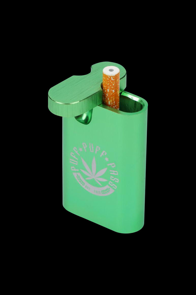 A close-up, angled view of the Aluminum Dugout, showcasing its metallic silver finish and compact, rectangular shape.