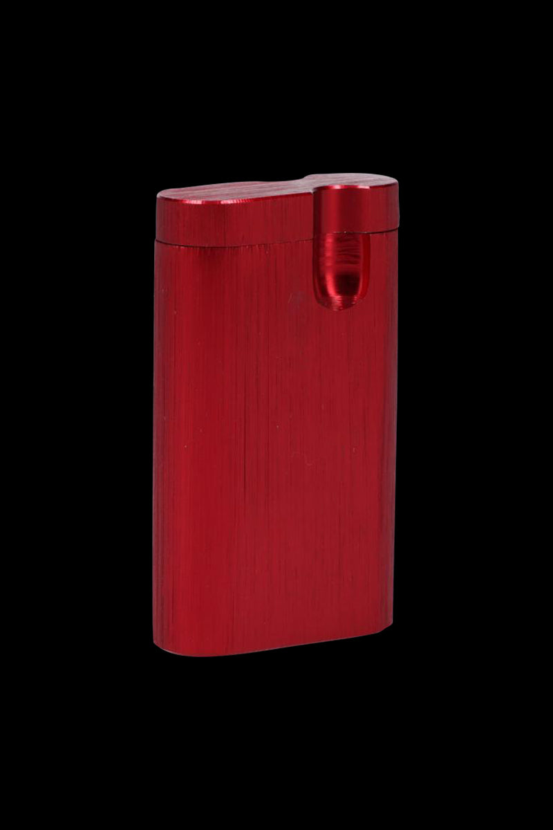 Front view of the Aluminum Dugout, a silver-colored metal case with a smooth, minimalist design against a plain black background.