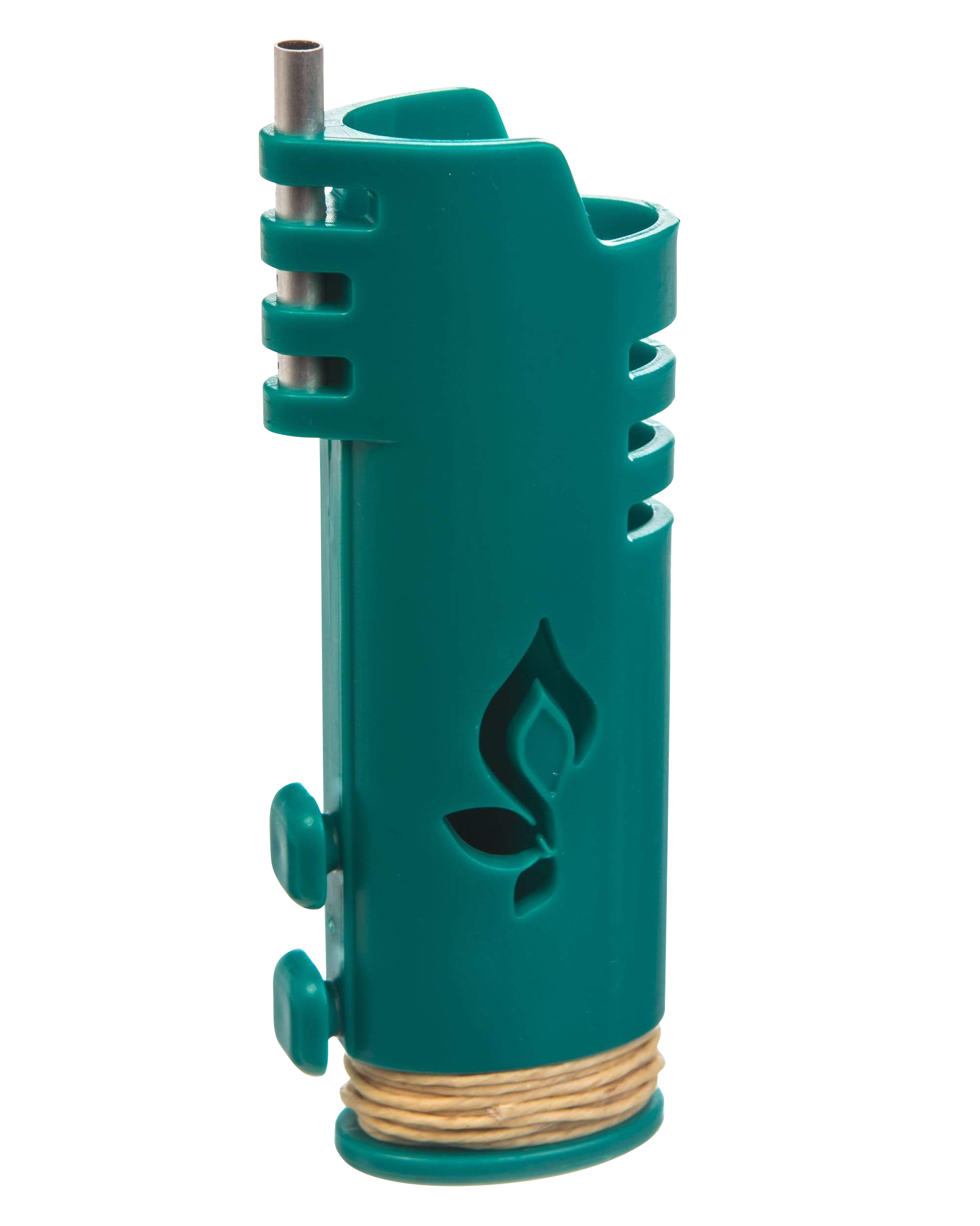 Front view of the Hemplights Wrapper Lighter Case, a green protective shell with raised circular grips and a textured base.