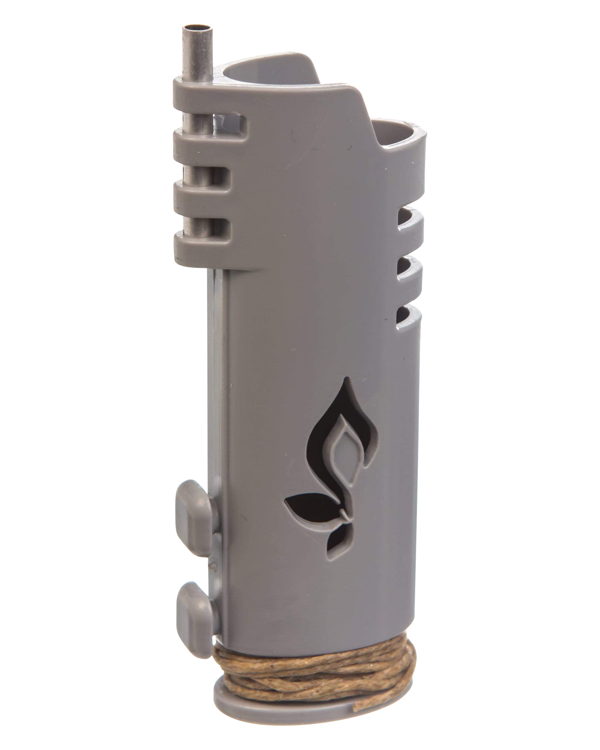 Front view of the Hemplights Wrapper Lighter Case, a gray silicone wrap with raised circular bumps on a white background.