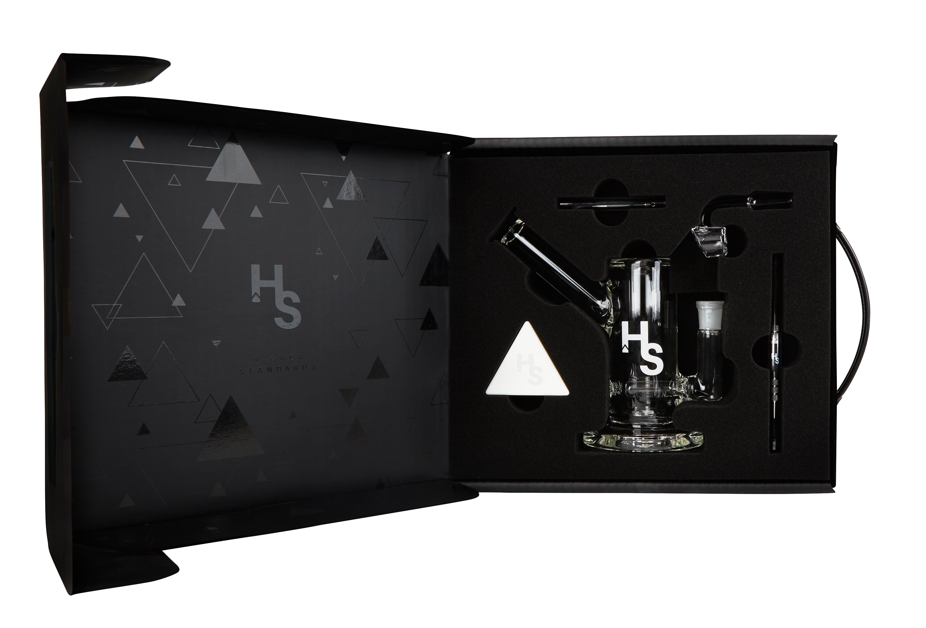 A front view of the Higher Standards Heavy Duty Rig on a black background with a geometric pattern.
