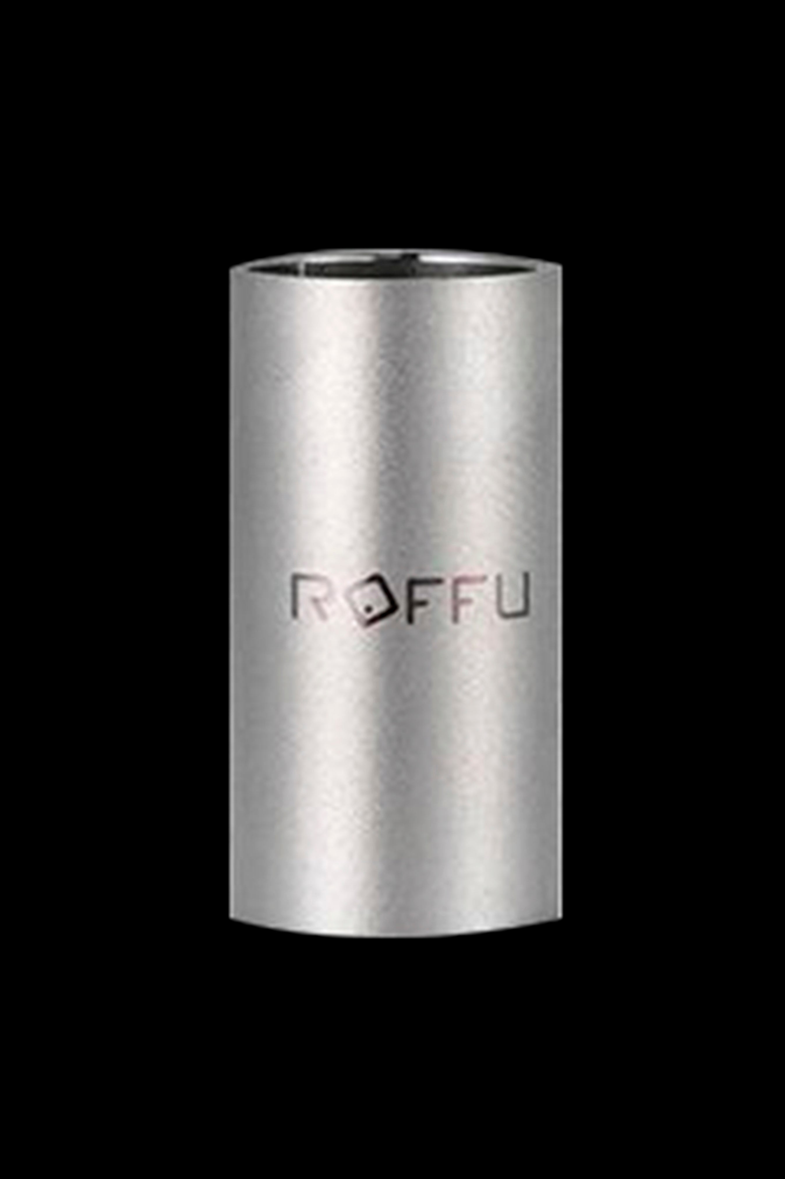 Silver metallic cannabis pipe with "ROFFU" logo.