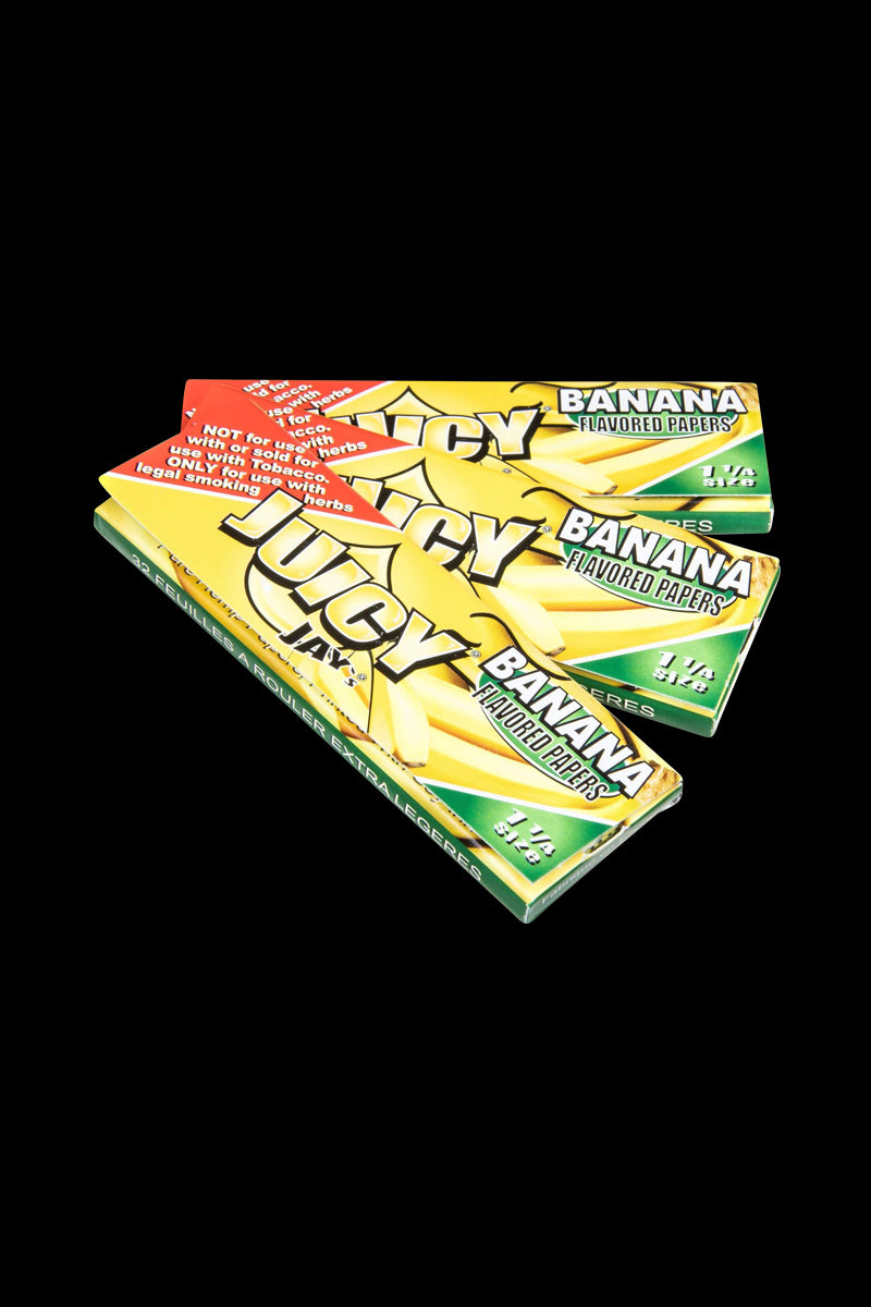 Close-up of Classic 1-1/4" Size Flavored Rolling Papers packaging, featuring bright colors and bold typography against a white background.