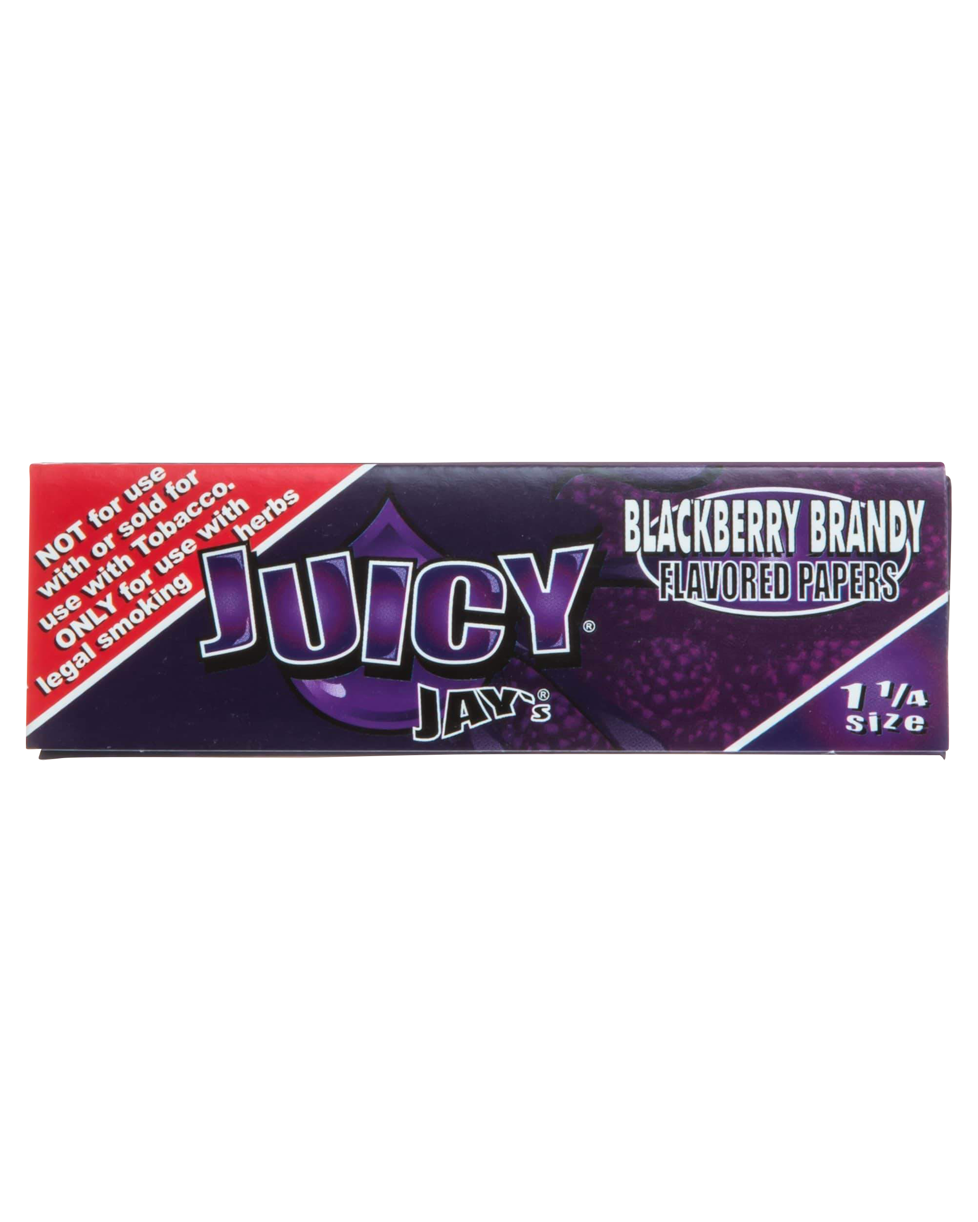 A close-up of Juicy Jay's Classic Size Flavored Rolling Papers, displaying colorful branding against a dark background.