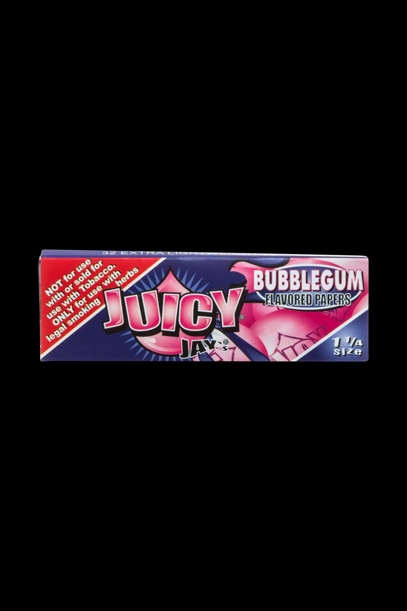 A close-up of the Classic 1-1/4" Size Flavored Rolling Papers packaging with bold lettering on a dark background.