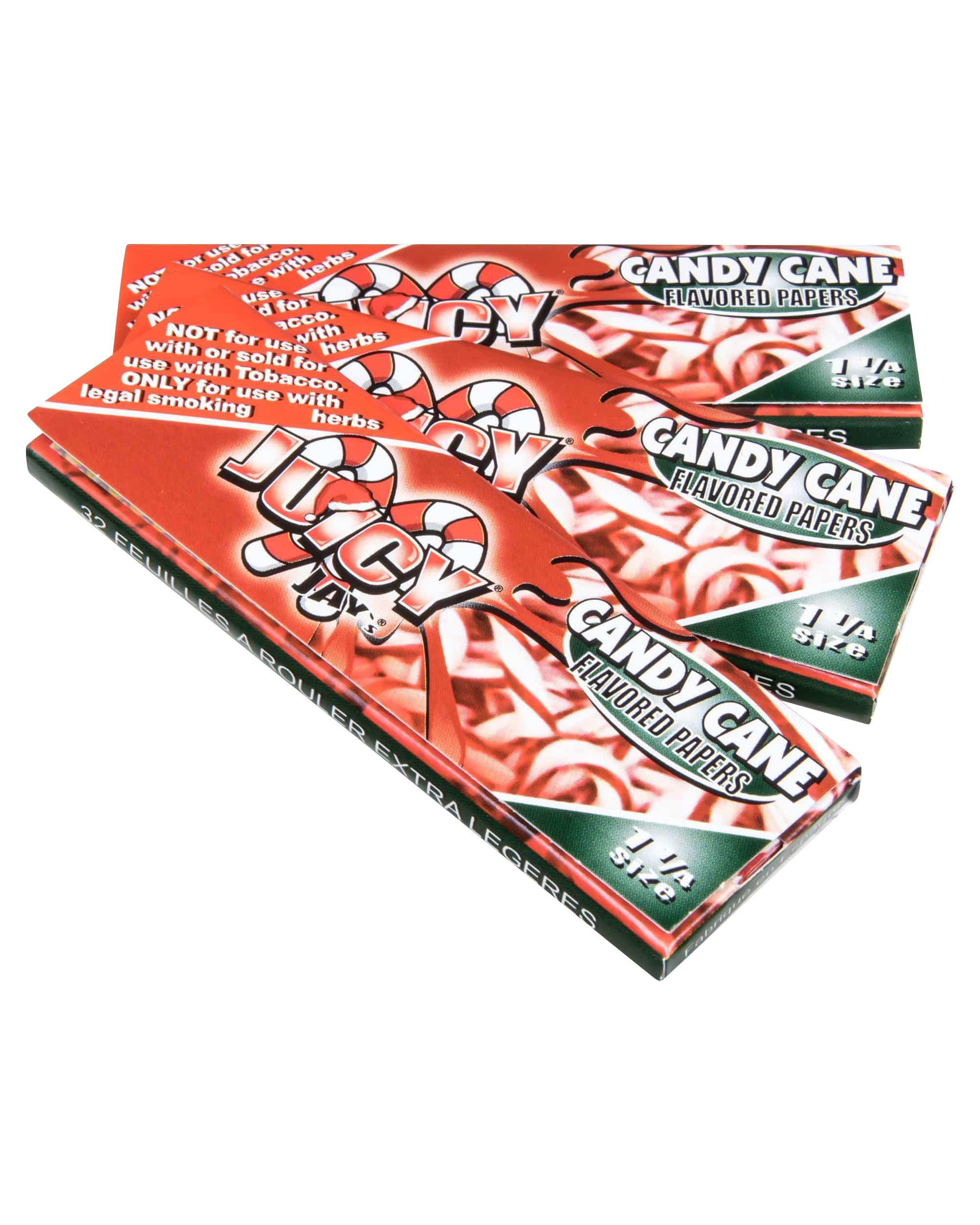 A close-up of Juicy Jay's Classic Size Flavored Rolling Papers with colorful floral designs against a white background.