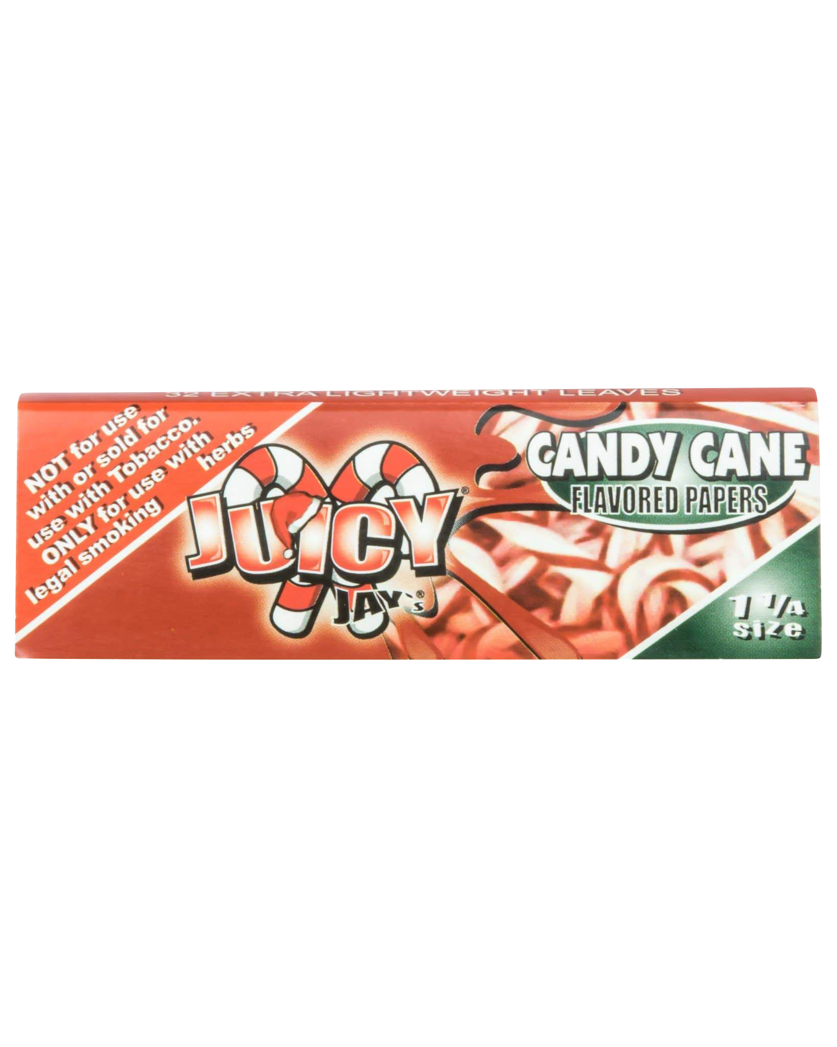 A close-up of Juicy Jay's Classic Size Flavored Rolling Papers, showing a colorful, patterned packet against a dark background.