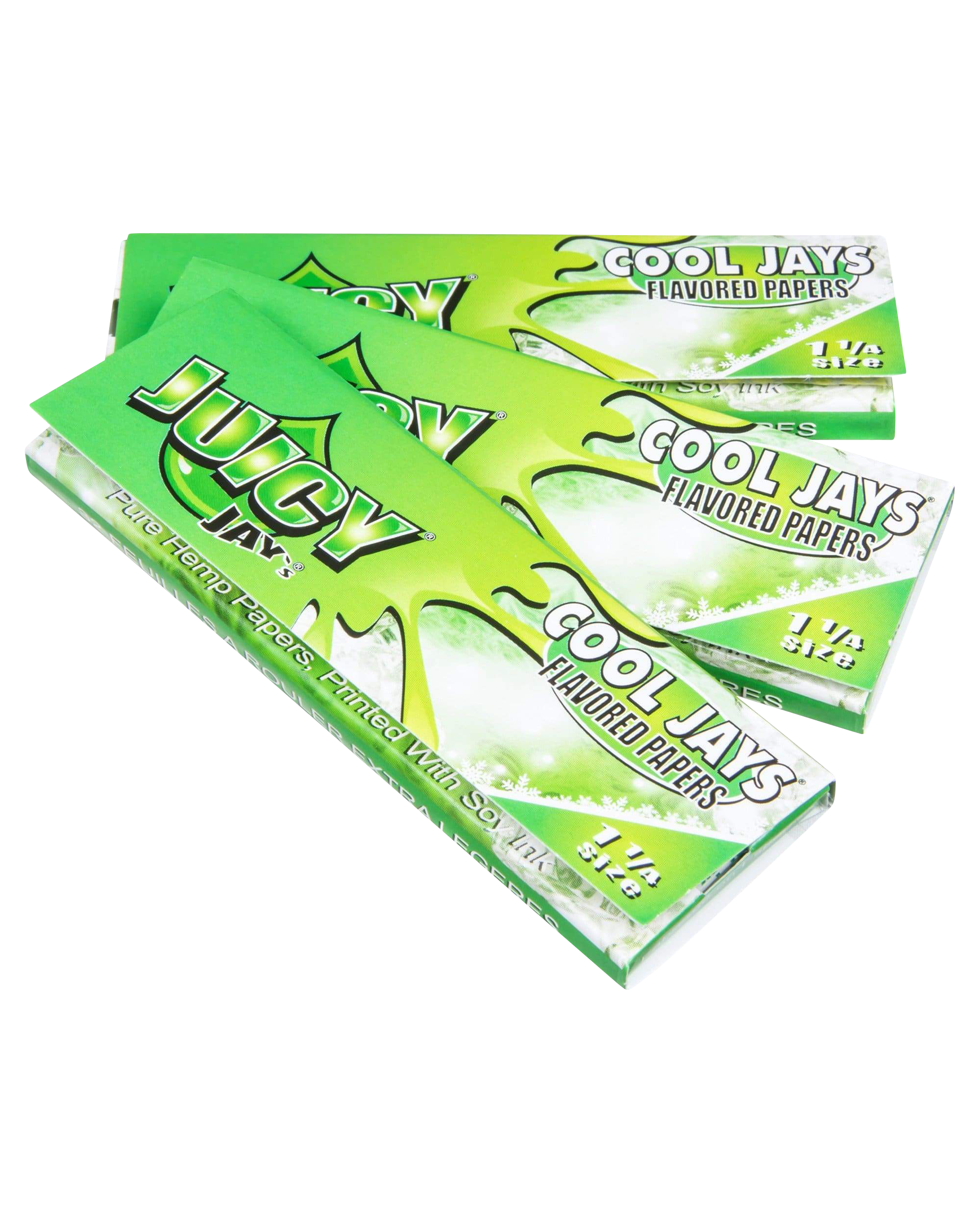 A stack of Classic 1-1/4" Size Flavored Rolling Papers angled slightly from above, showcasing the colorful patterned packaging.