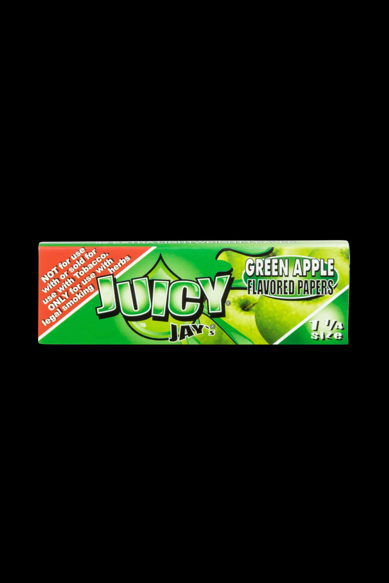A close-up of Classic 1-1/4" Size Flavored Rolling Papers with bold lettering and colorful design against a dark background.