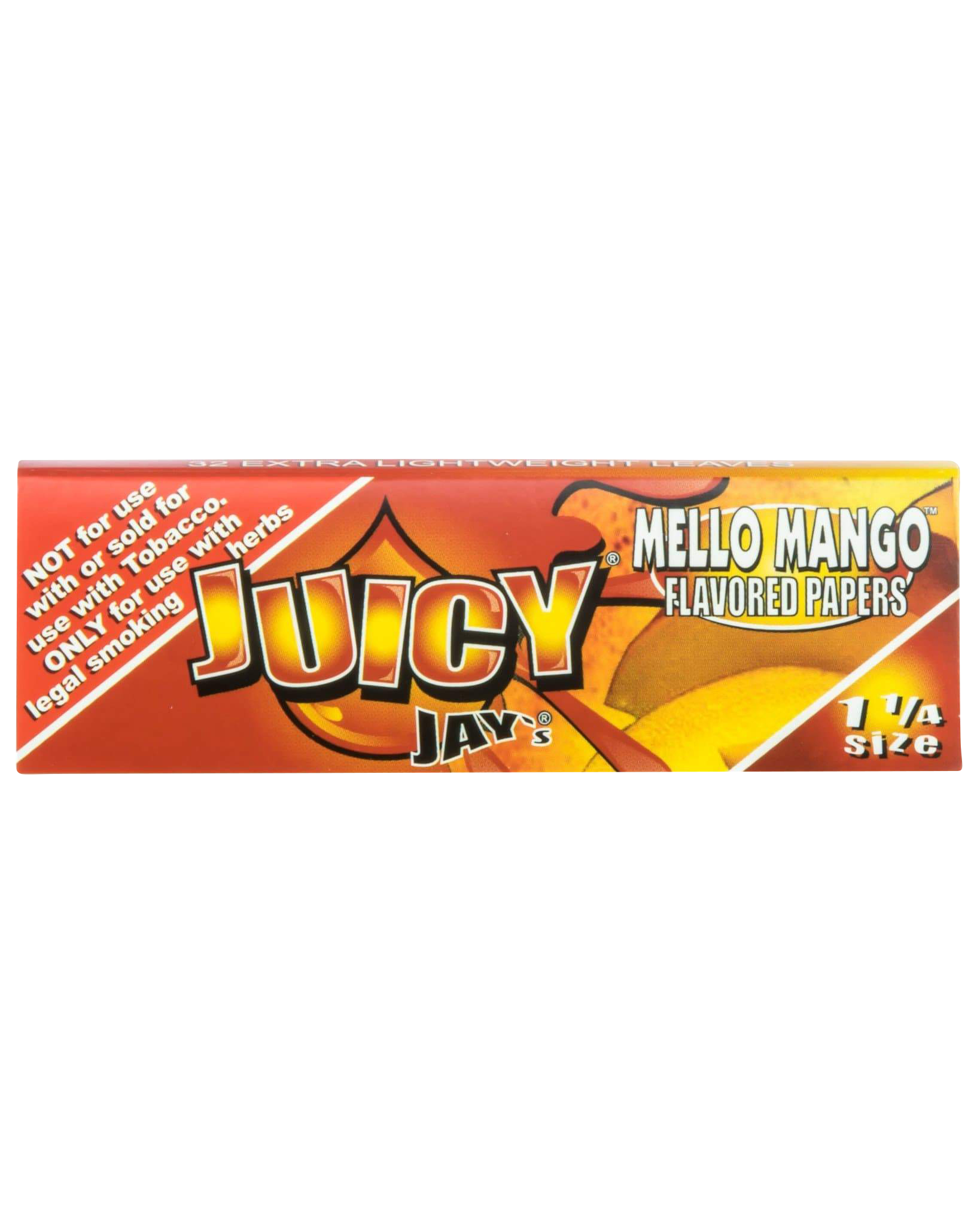 A close-up of Juicy Jay's Classic Size Flavored Rolling Papers package with a colorful, patterned design against a white background.
