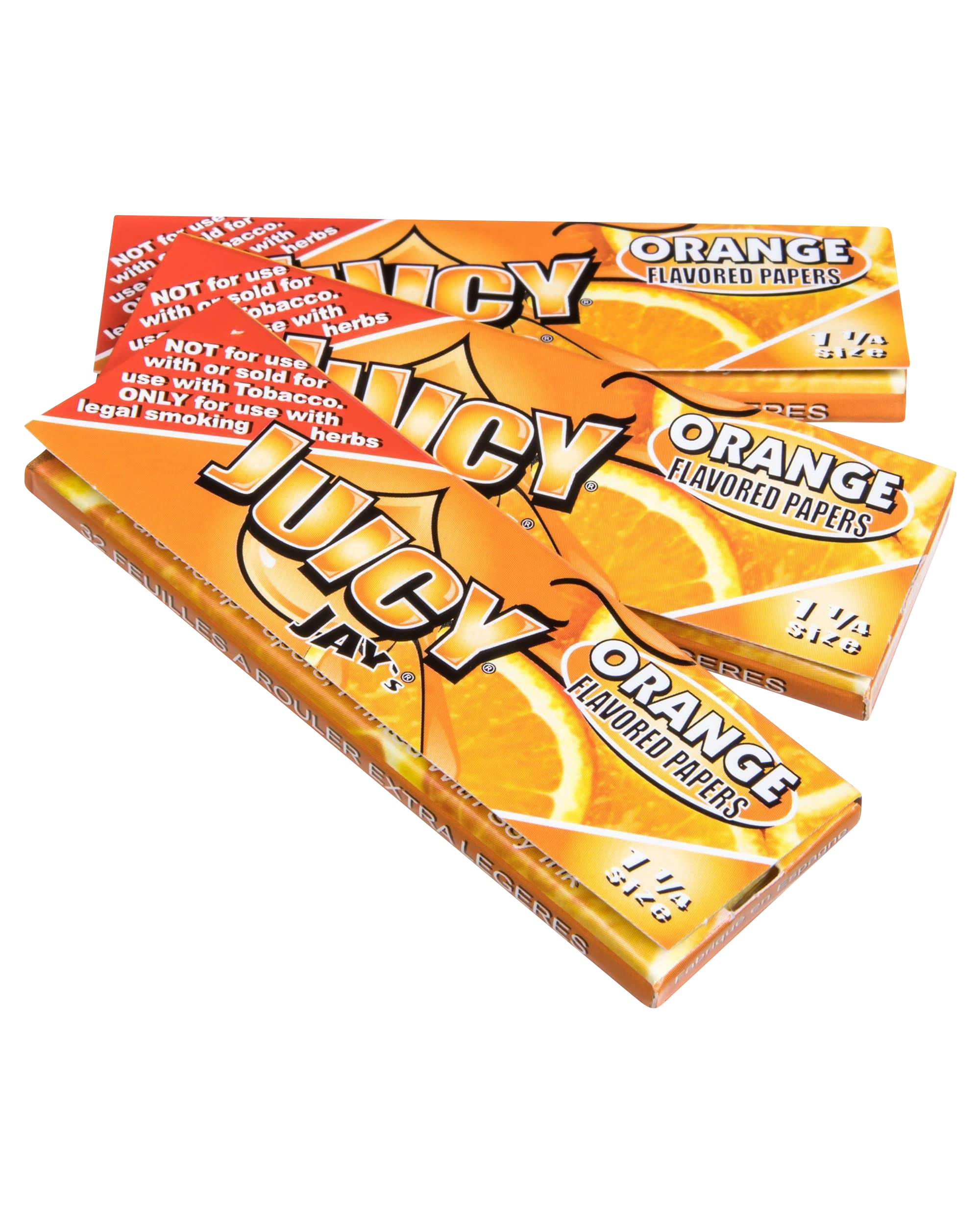 Front view of the Classic 1-1/4" Size Flavored Rolling Papers package with bright orange branding and bold text, against a plain background.