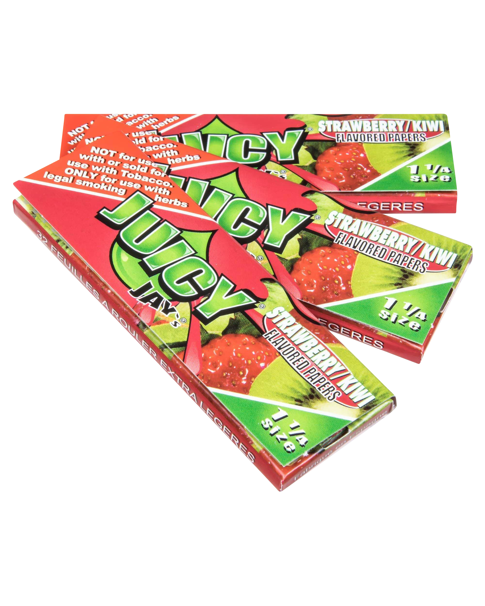 A close-up shot of the Classic 1-1/4" Size Flavored Rolling Papers packaging with bold lettering against a patterned background.