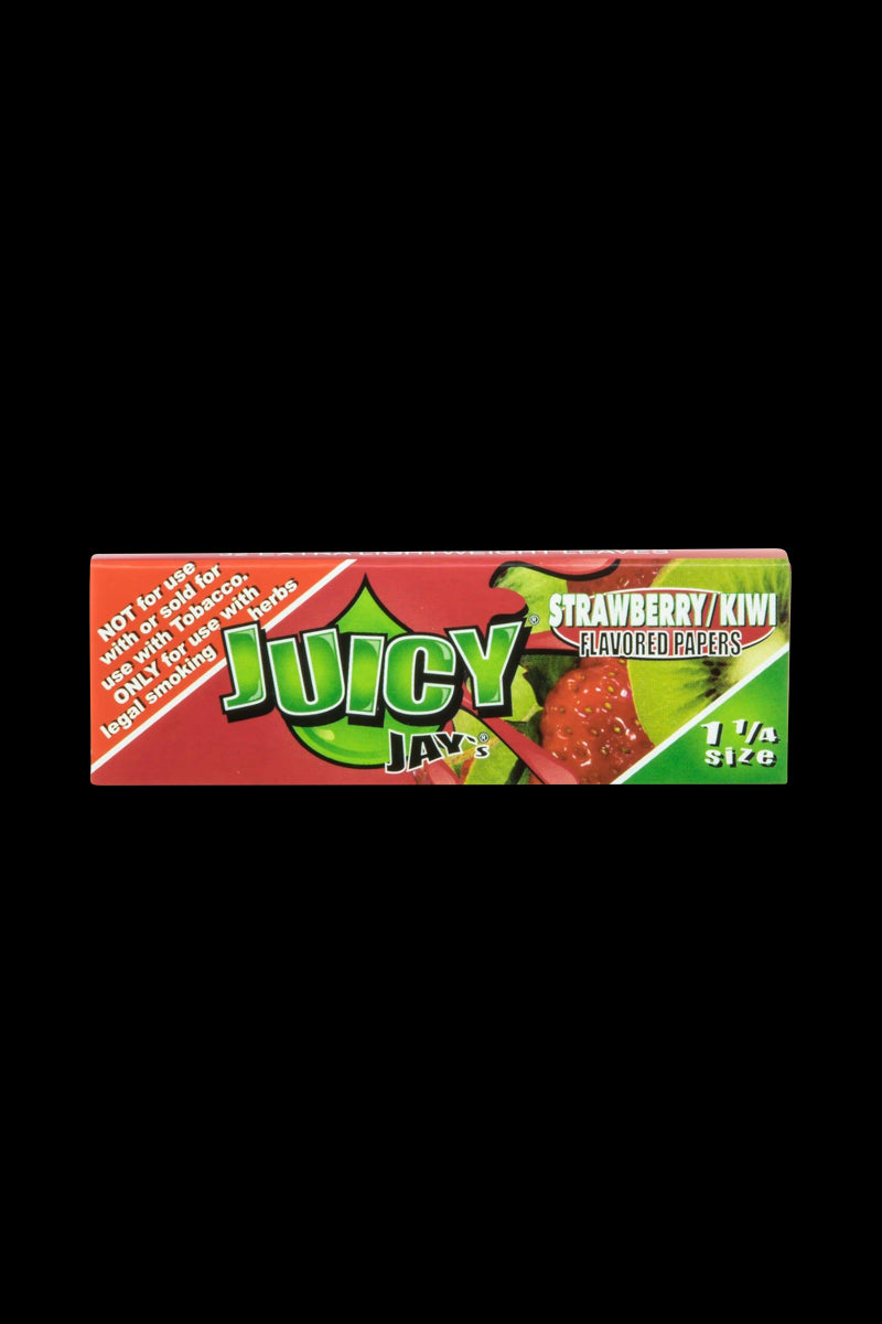 Front view of Classic 1-1/4" Size Flavored Rolling Papers packaging, featuring bold red lettering and a colorful design.