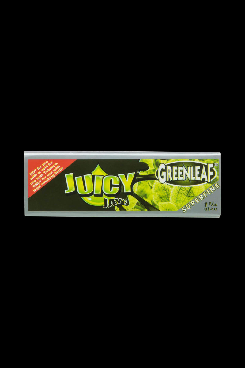 Front view of a package of Juicy Jay's Superfine 1-1/4" flavored rolling papers, displaying vibrant floral graphics.