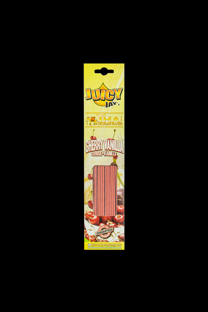 Front view of Thai Incense Sticks in a clear plastic package, displaying a vibrant floral design and product name.