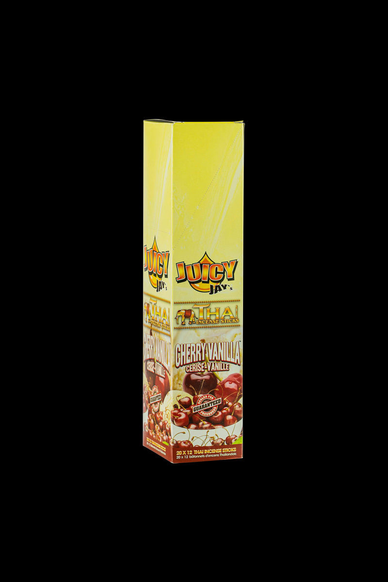 Front view of the Thai Incense Sticks packaging, featuring a colorful label with product branding and a clear plastic wrapper.