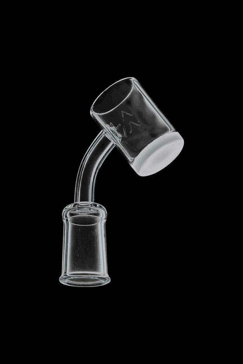 A studio shot of the LavaTech XL Quartz Banger, showcasing its clear quartz construction and simple, rounded shape.