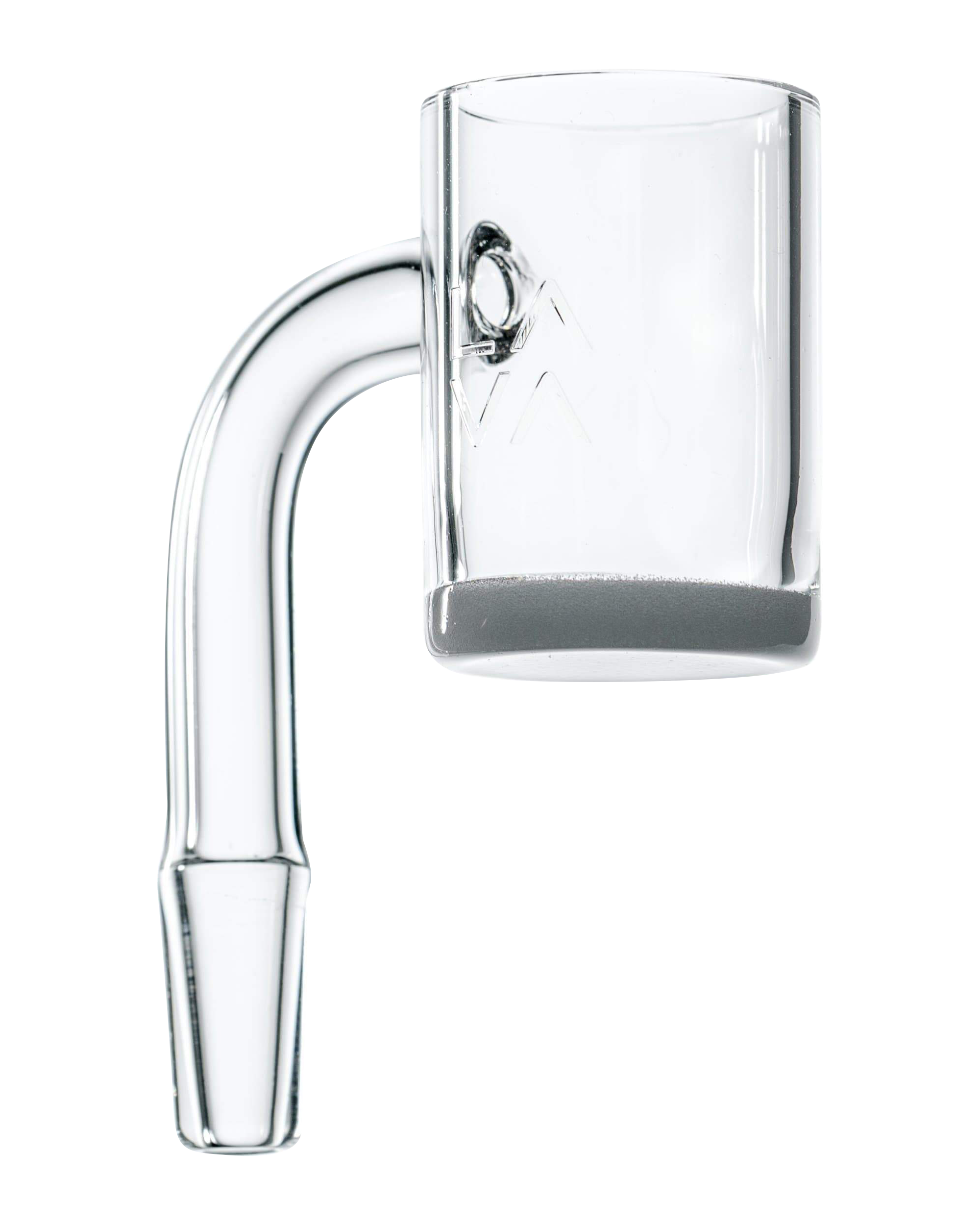 A close-up, angled view of the LavaTech XL Quartz Banger, showing its clear quartz construction and rounded basin.