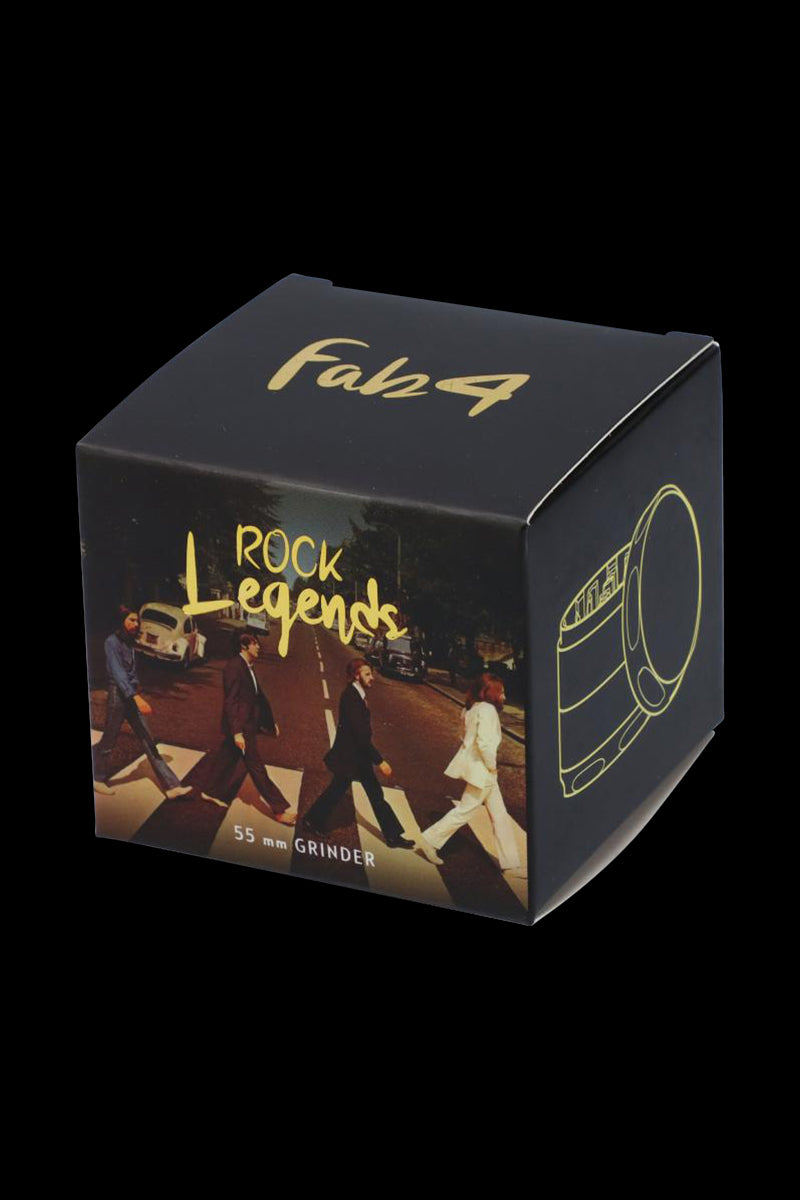 A close-up of the Rock Legends Grinder - Fab4 Abbey Road, showcasing its cylindrical shape against a dark background.