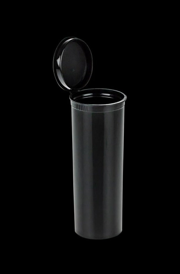 Front view of the Plastic Pop Top Stash Jar - Extra Large, showcasing its clear container and black pop-top lid.