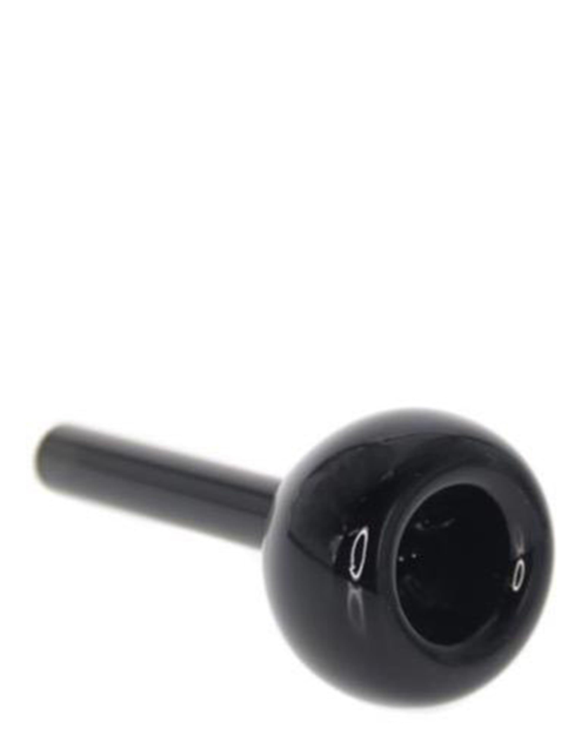 A close-up, angled view of the My Bud Vase Large Black Replacement Bowl, showing its dark, smooth glass construction.