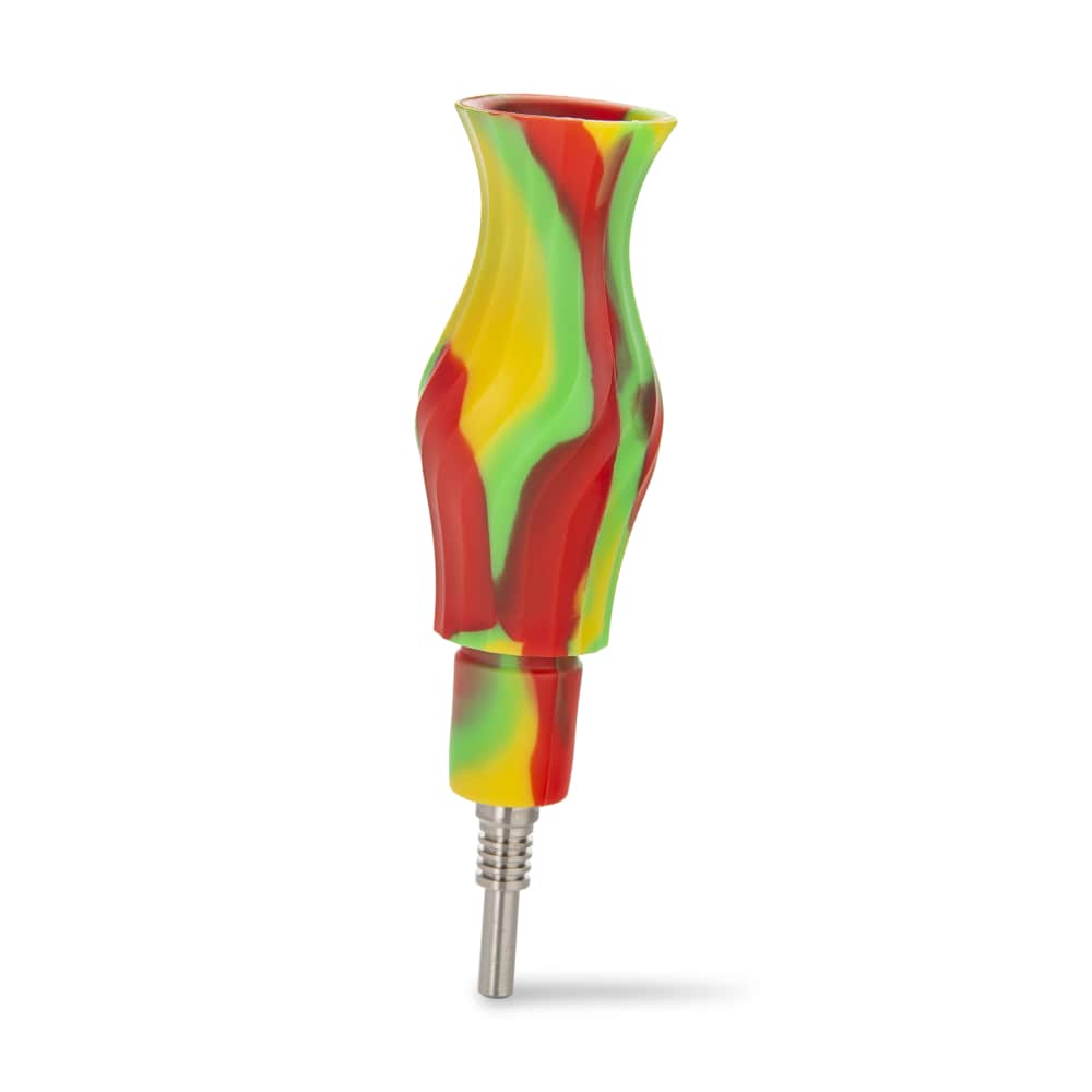 Colorful silicone dab rig nail with titanium tip.