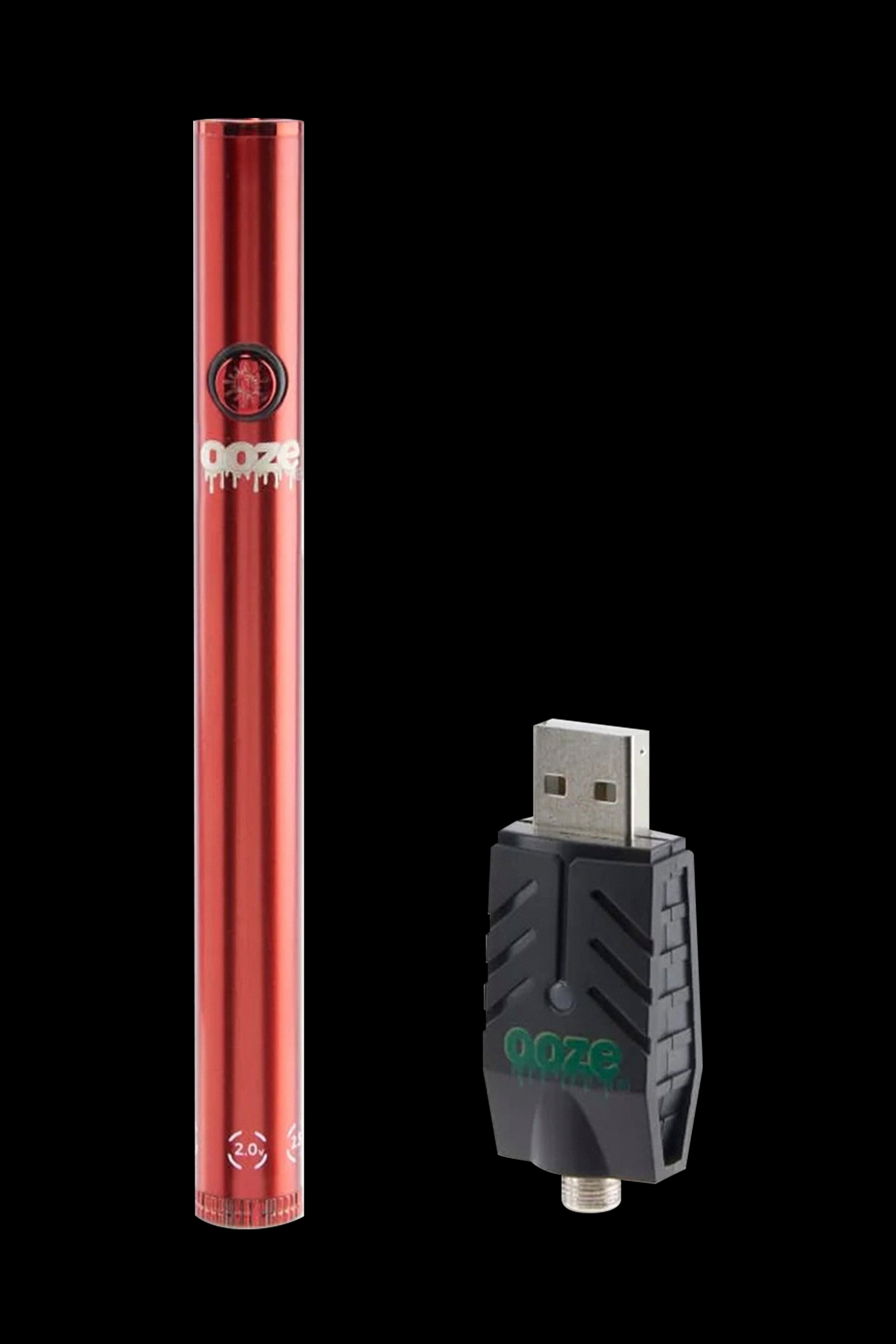 Red Ooze vaporizer pen and USB charger.