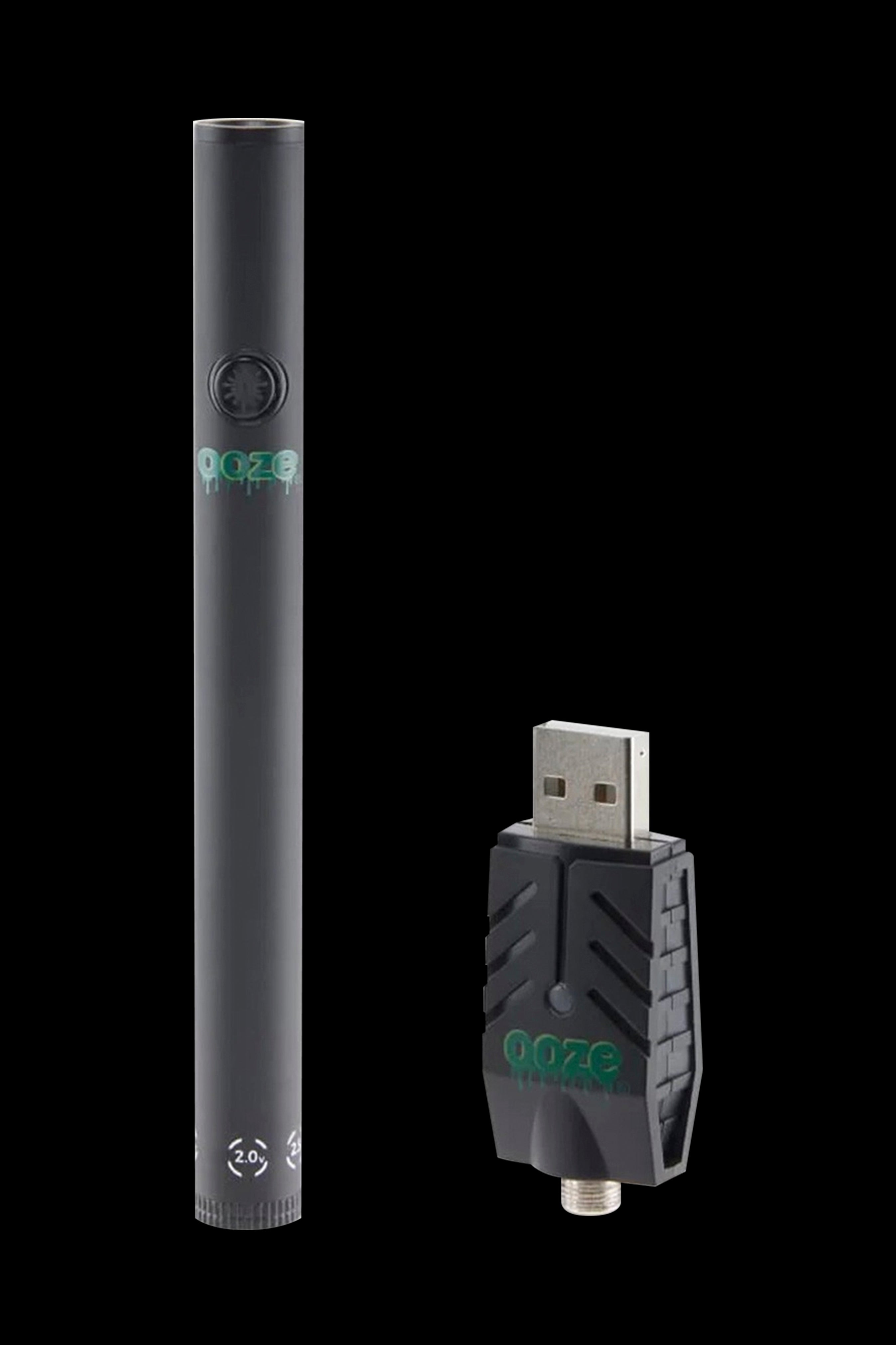 Black Ooze vape pen and USB charger.