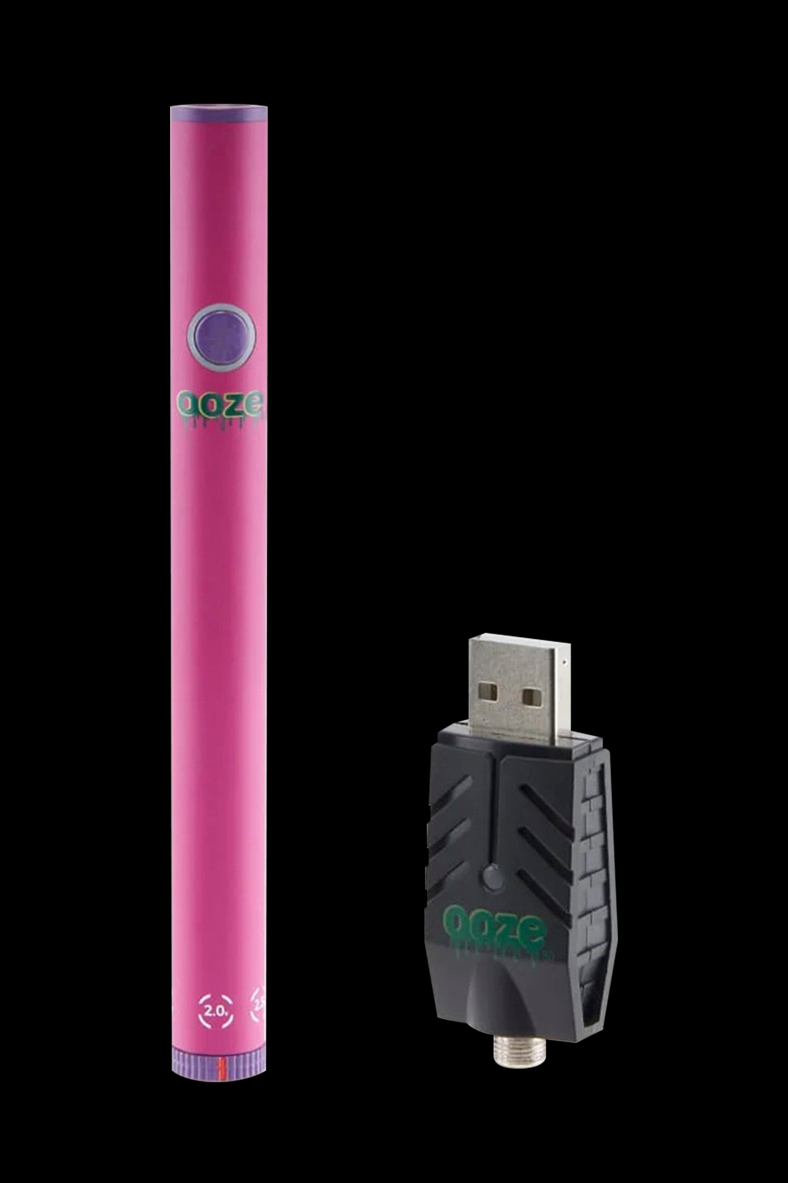 Pink Ooze vape pen and USB charger.
