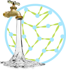 A close-up, angled view shows clear Piece Water - Bong Water Replacement flowing from a spout.