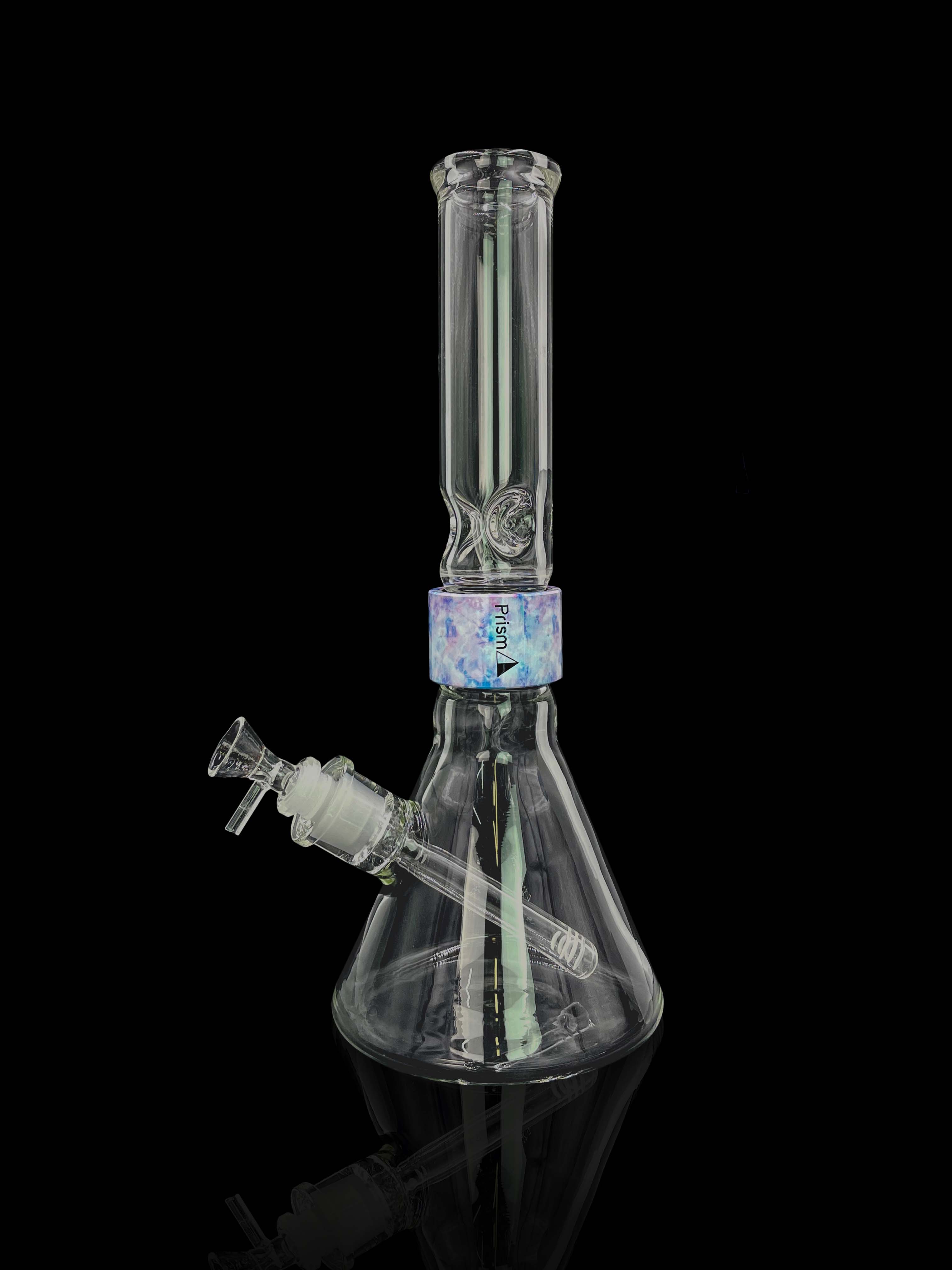 A front view of the Prism Water Pipes Starter Kit, showcasing its clear glass construction and simple beaker shape.