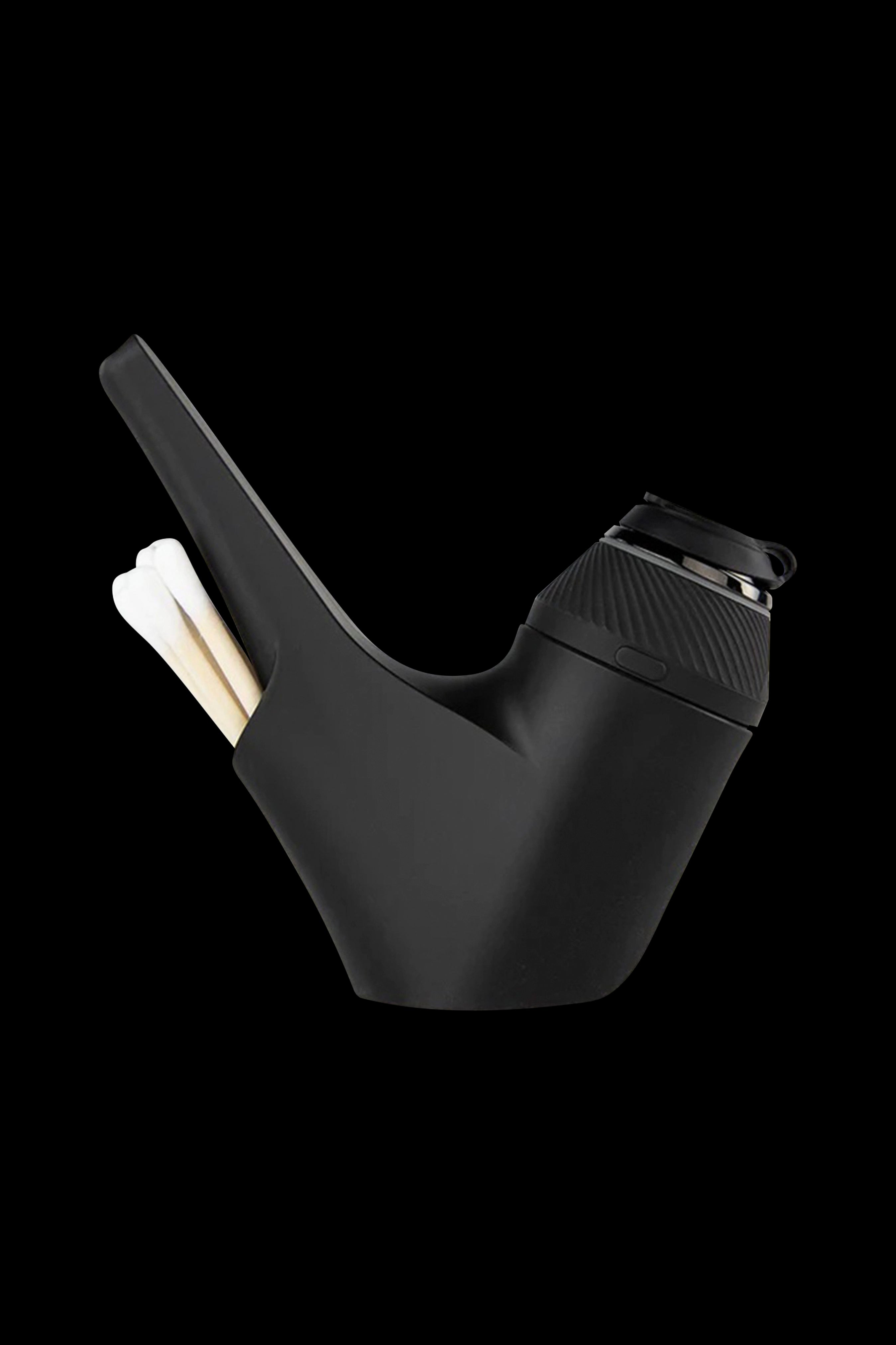 Sleek black cannabis pipe with a visible bowl and mouthpiece.