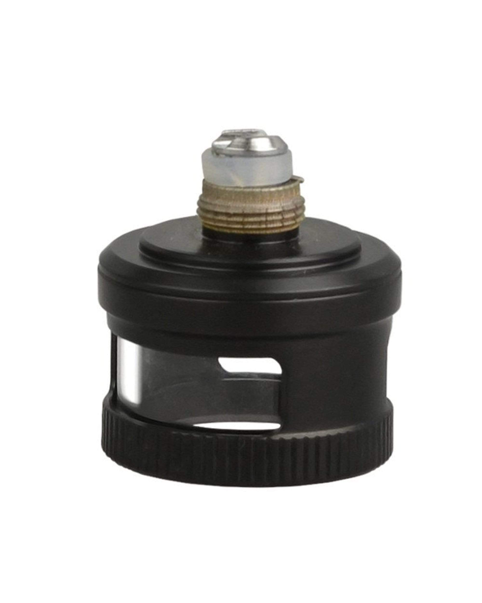 Black cannabis oil burner with clear viewing window.