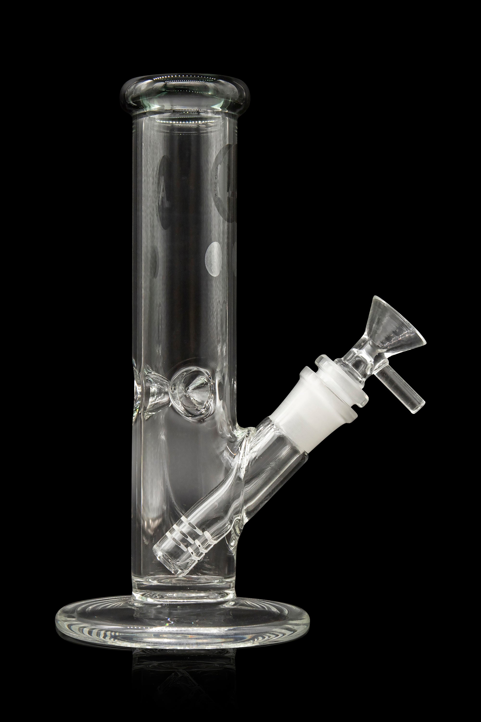Clear glass bong with ice catch and removable downstem.