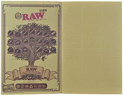 Front view of the RAW RawlBook - Book of 420 Rolling Filter Tips, displaying a patterned cover with branding elements.