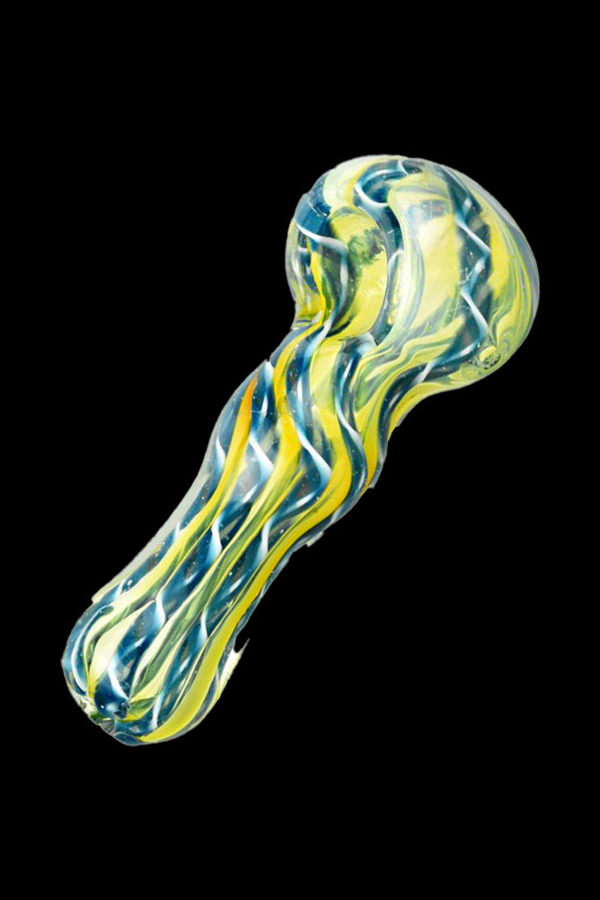 Fumed Latticino Spoon Pipe