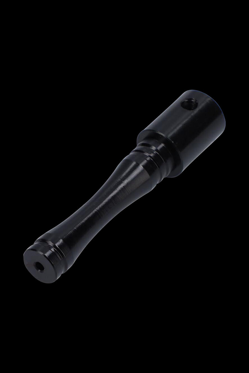 A close-up, angled view of the Metal Hand Pipe with Colored Finish, showing its sleek, dark metal construction.