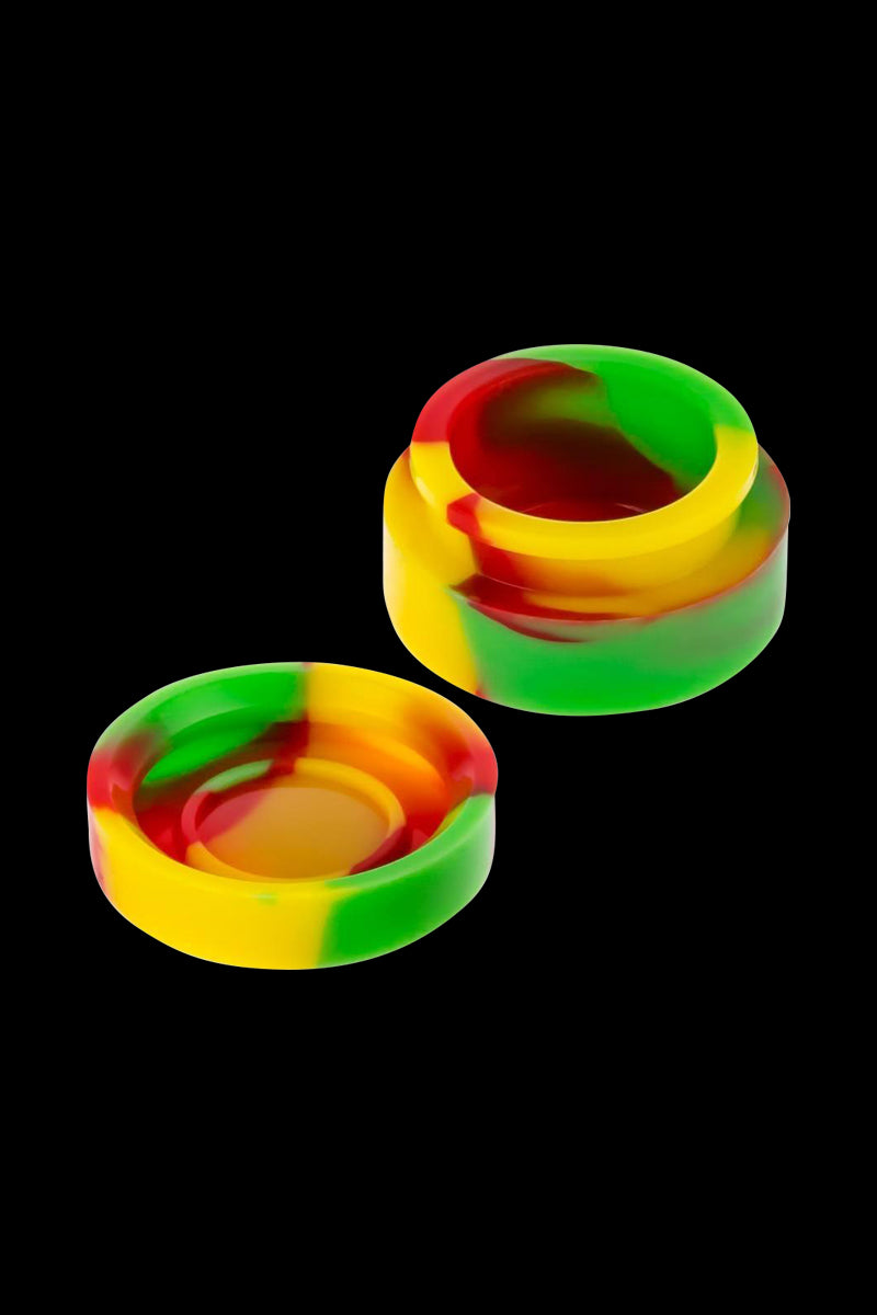 A top-down view of the Silicone Non-Stick Stash Container, showing its circular shape and smooth, dark interior.
