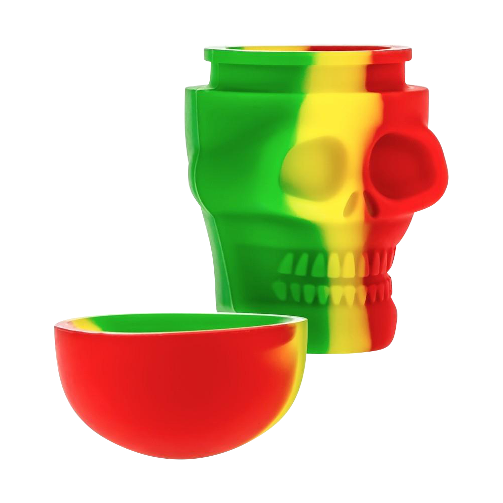 A top-down view of the open Silicone Non-Stick "Skull" Stash Container, showing its hollow, skull-shaped interior.