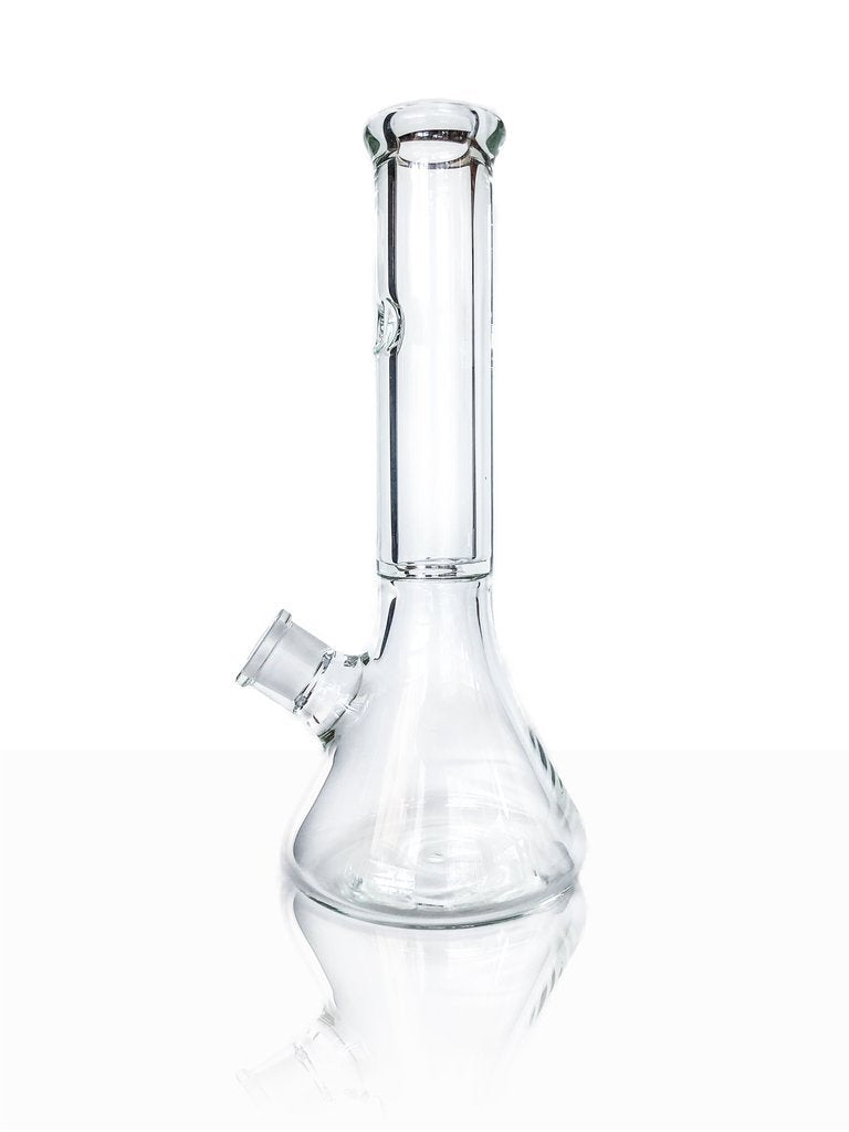 Front view of the Tank Glass "The Original" Tank Beaker, a clear glass water pipe with a classic beaker shape.