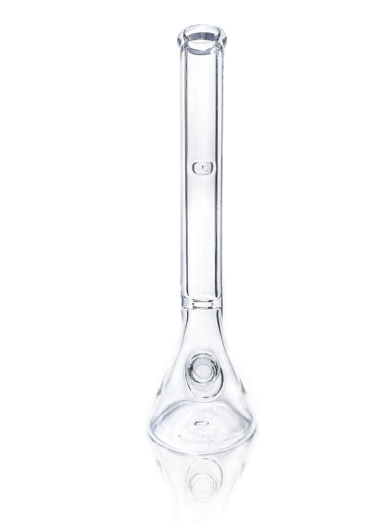 A front view of the Tank Glass "MAX" Beaker Bong, displaying the clear glass construction and classic beaker shape.